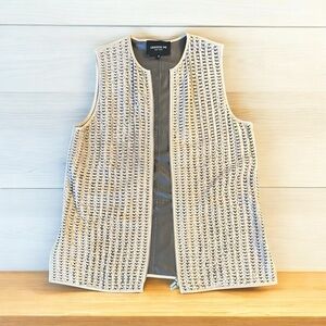 Lafayette 148 New York Cream and Gray Vest